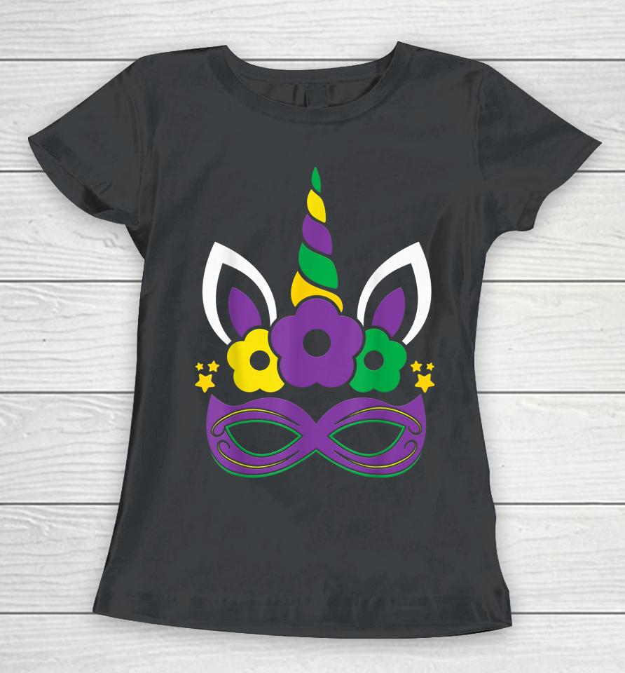 Dabbing Jester Unicorn Mardi Gras Women T-Shirt