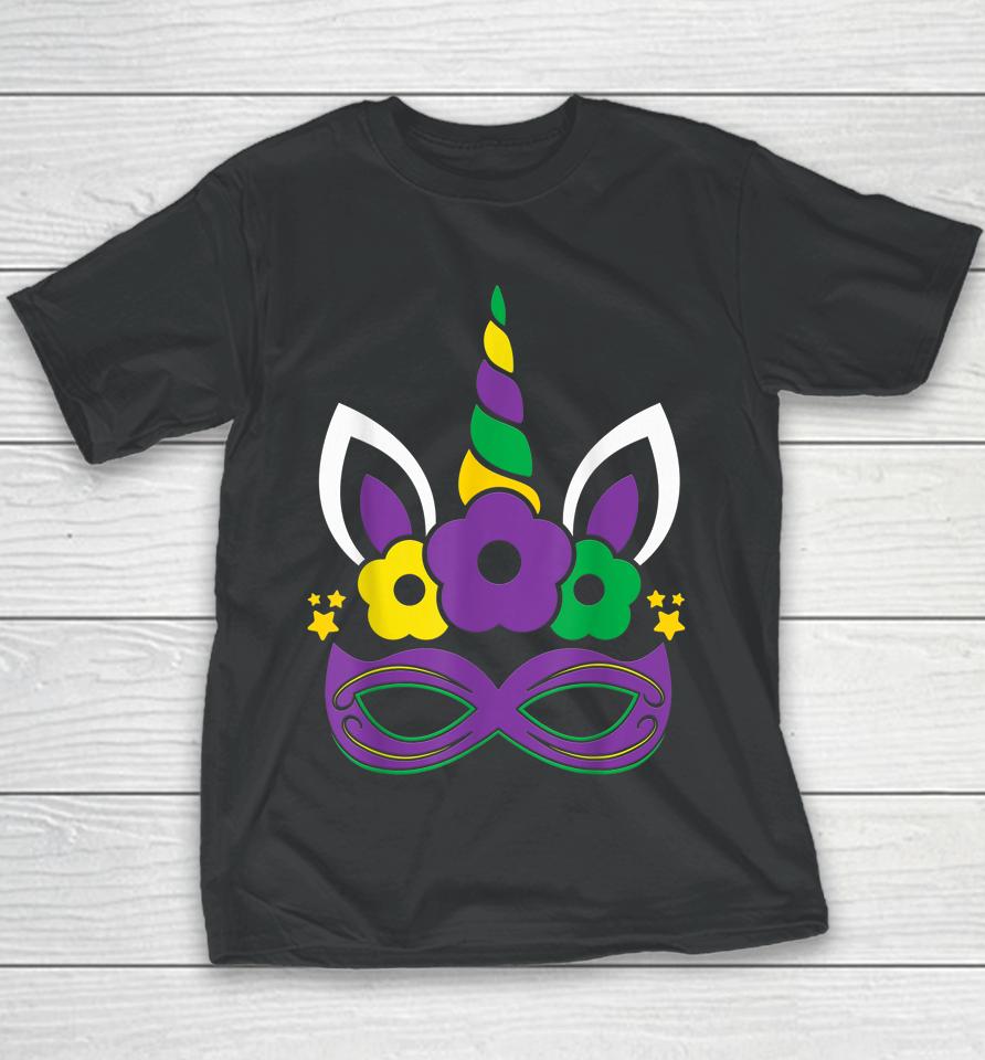 Dabbing Jester Unicorn Mardi Gras Youth T-Shirt