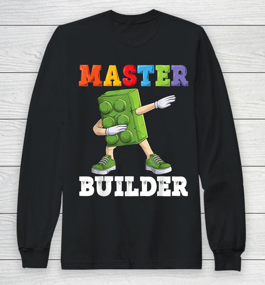 Dabbing Kids Master Builder Funny Building Blocks Bricks Long Sleeve T-Shirt