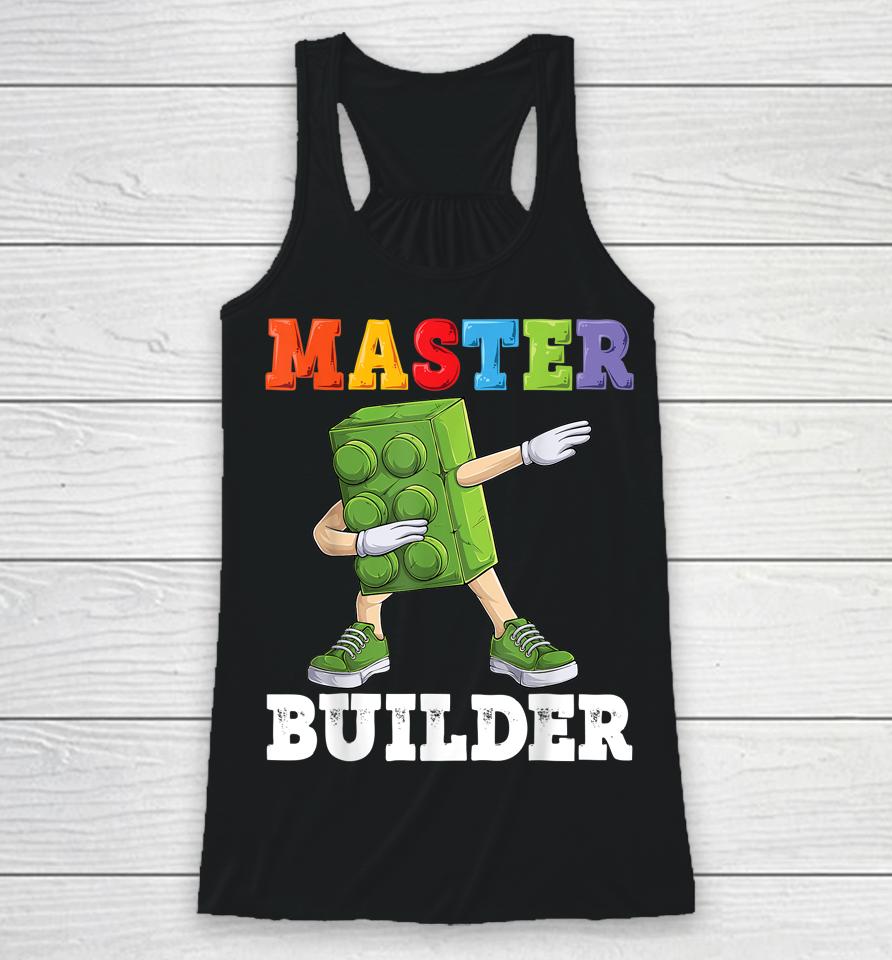 Dabbing Kids Master Builder Funny Building Blocks Bricks Racerback Tank