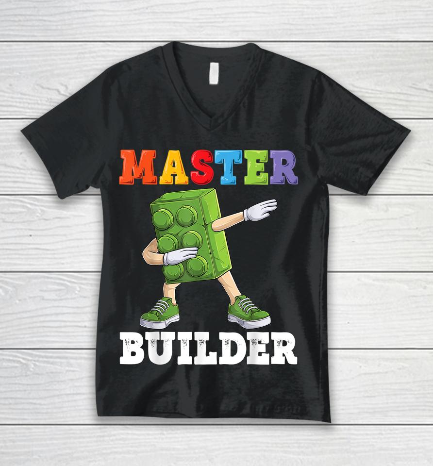 Dabbing Kids Master Builder Funny Building Blocks Bricks Unisex V-Neck T-Shirt