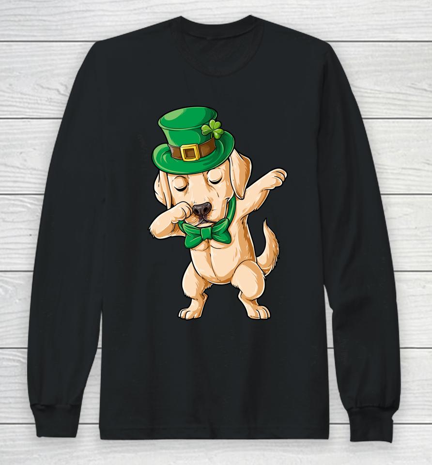 Dabbing Labrador St Patrick's Day Boys Kids Leprechaun Dog Long Sleeve T-Shirt