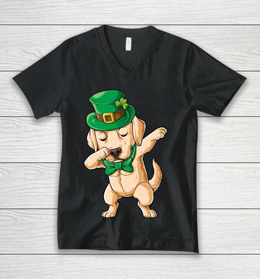 Dabbing Labrador St Patrick's Day Boys Kids Leprechaun Dog Unisex V-Neck T-Shirt