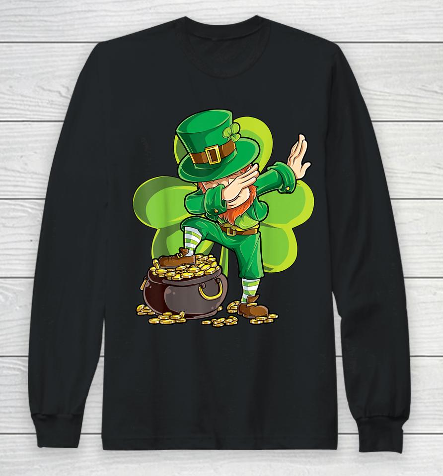 Dabbing Leprechaun Boys St Patrick's Day Long Sleeve T-Shirt
