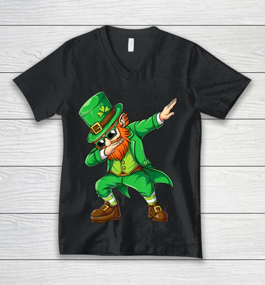 Dabbing Leprechaun Funny Gifts Men Kids Boys St Patricks Day Unisex V-Neck T-Shirt