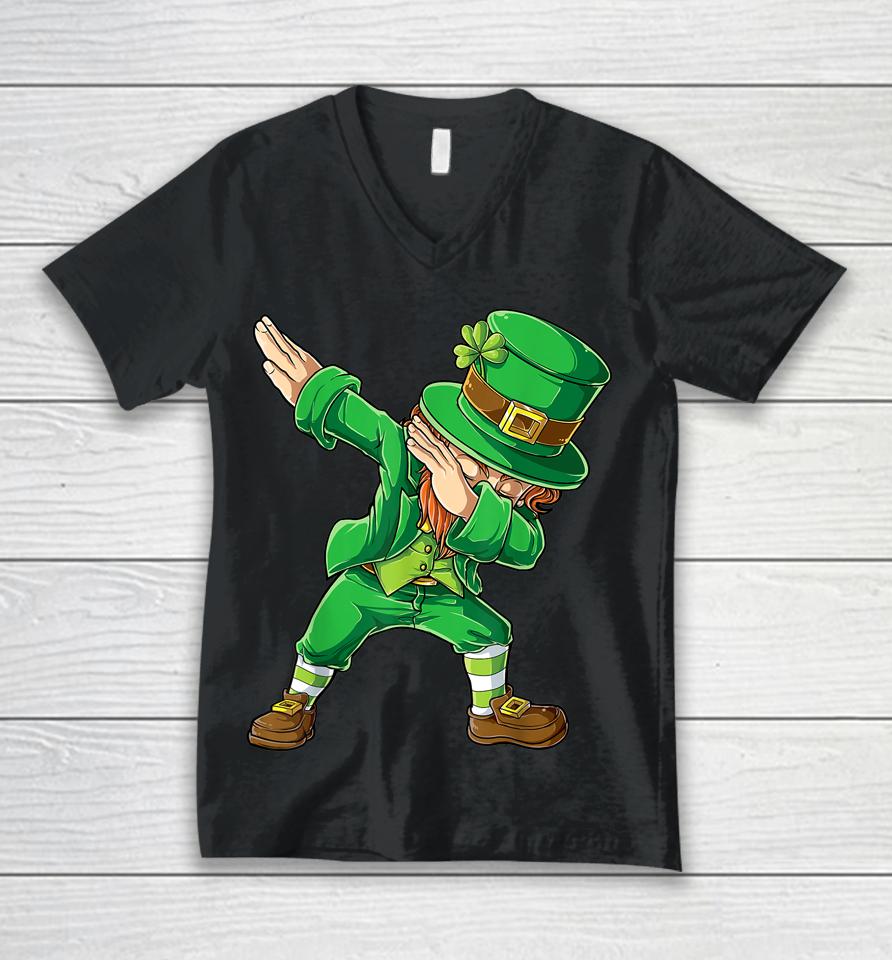 Dabbing Leprechaun Kids St Patrick's Day Unisex V-Neck T-Shirt