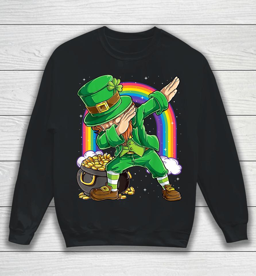 Dabbing Leprechaun Rainbow St Patrick's Day Sweatshirt