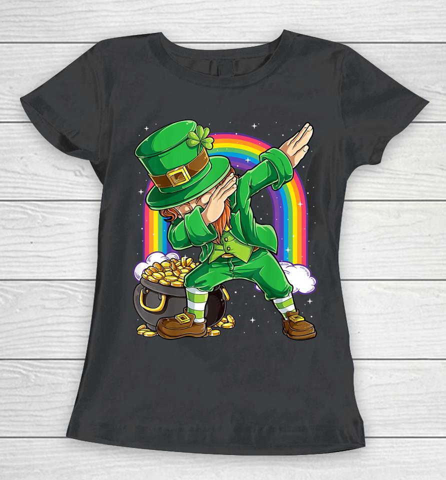 Dabbing Leprechaun Rainbow St Patrick's Day Women T-Shirt