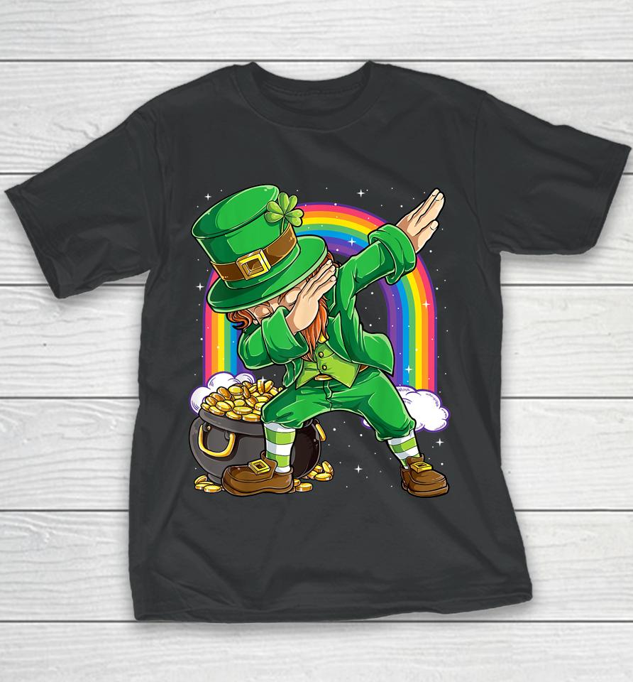 Dabbing Leprechaun Rainbow St Patrick's Day Youth T-Shirt