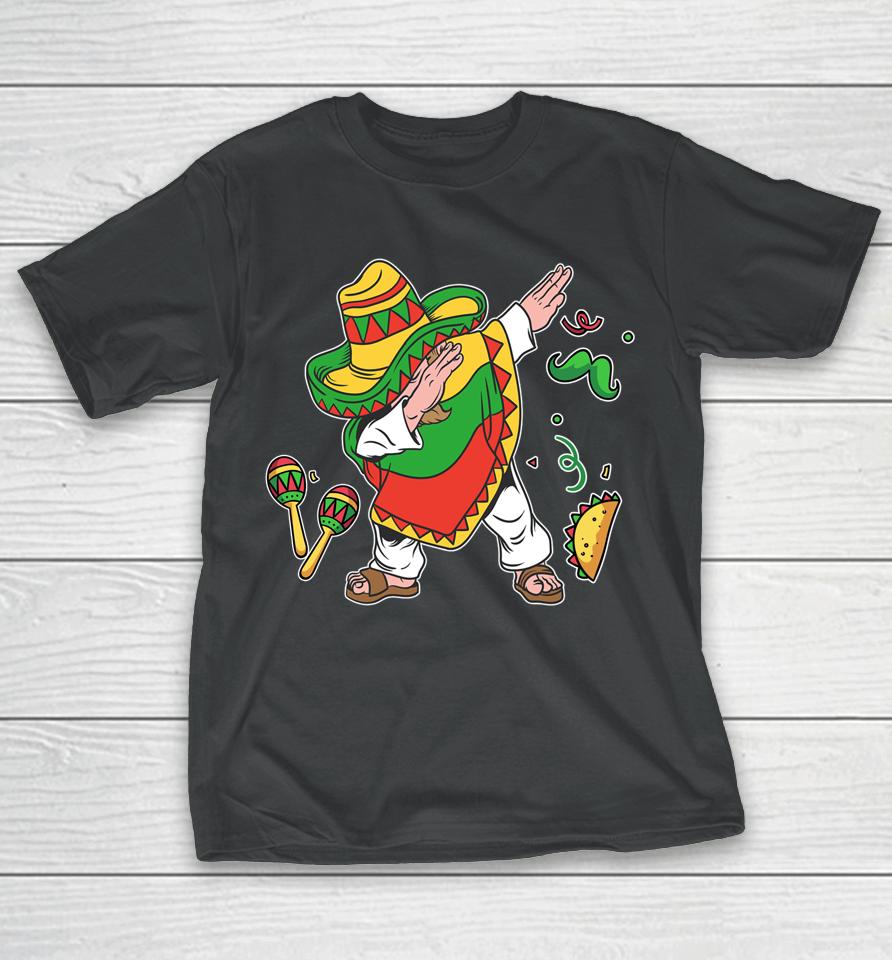 Dabbing Mexican Poncho Cinco De Mayo Boys Men Sombrero Dab T-Shirt
