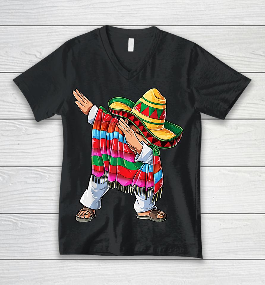 Dabbing Mexican Poncho Cinco De Mayo Unisex V-Neck T-Shirt