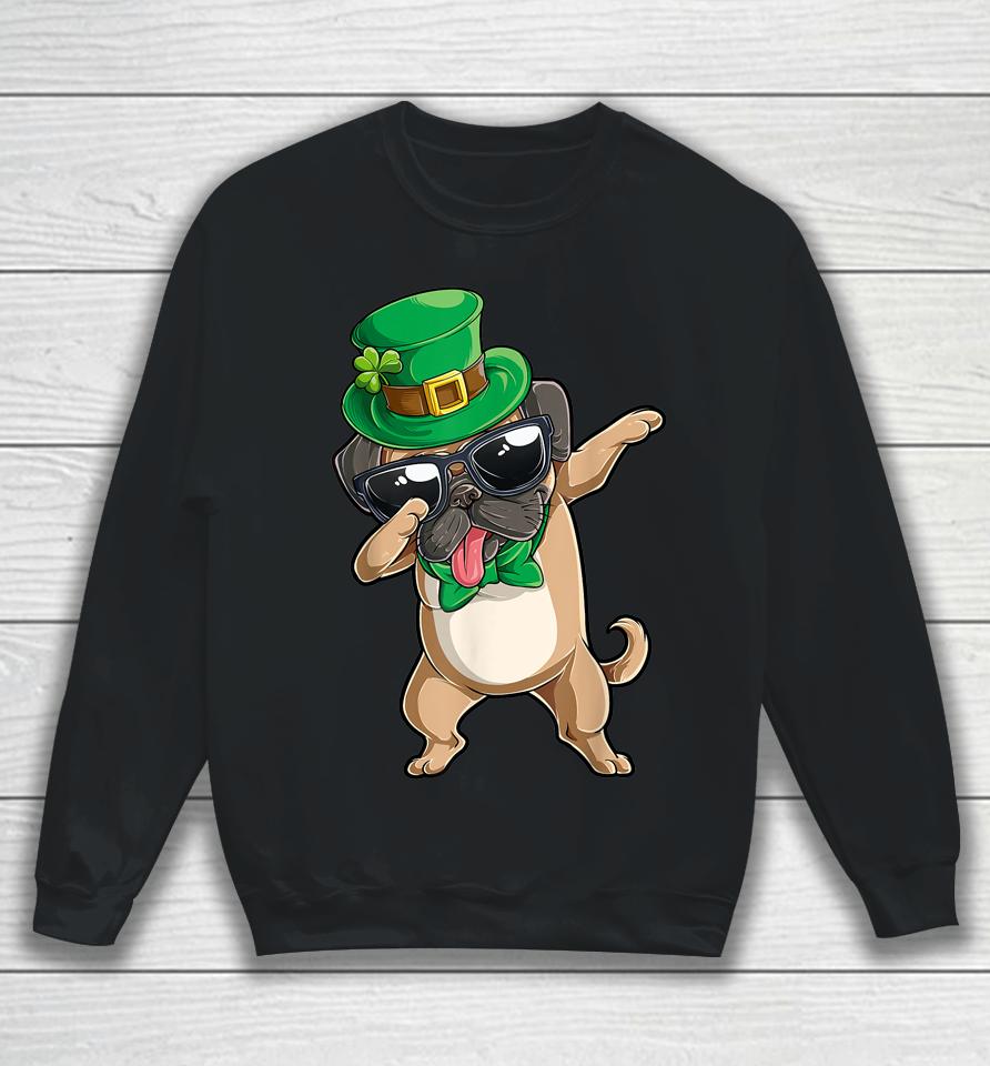Dabbing Pug St Patrick's Day Boys Kids Leprechaun Dog Lover Sweatshirt