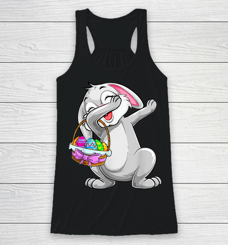 Dabbing Rabit Easter Day Cute Bunny With Eggs Easter Dab Boy Racerback Tank