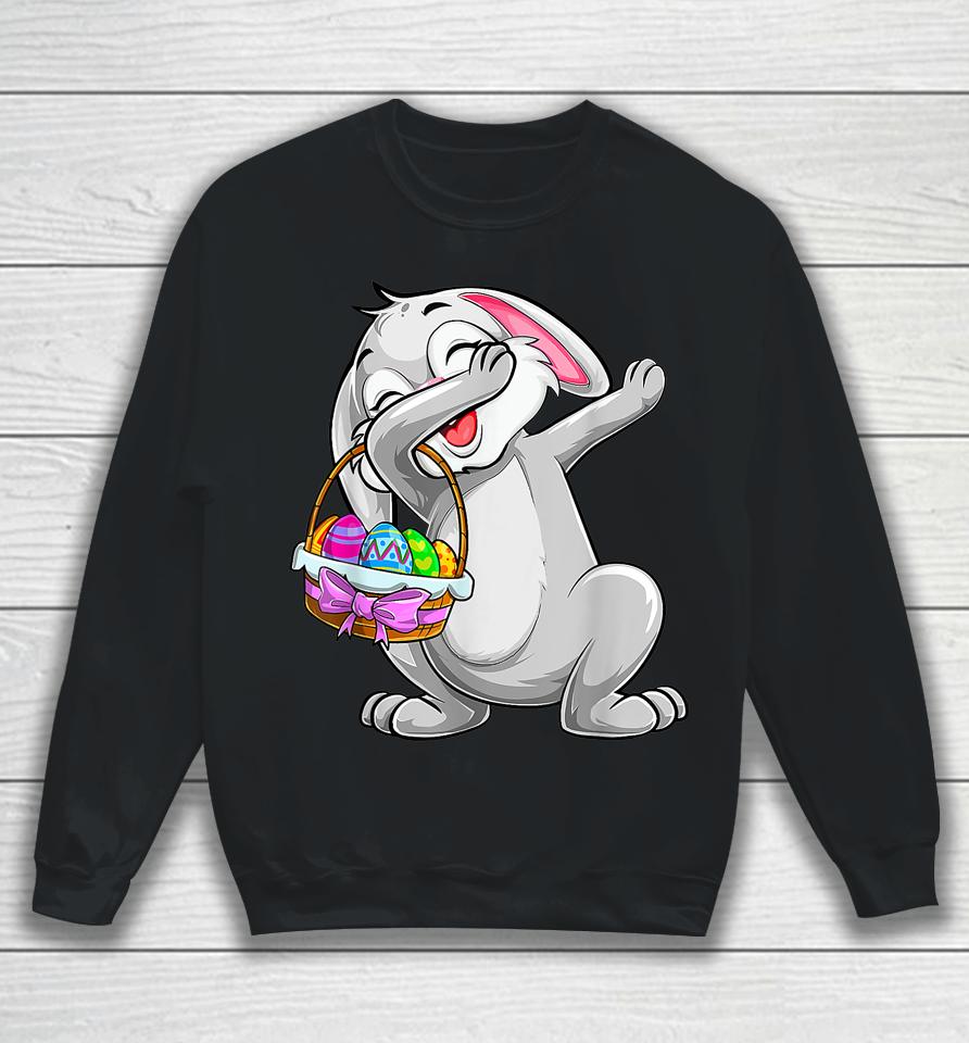 Dabbing Rabit Easter Day Cute Bunny With Eggs Easter Dab Boy Sweatshirt