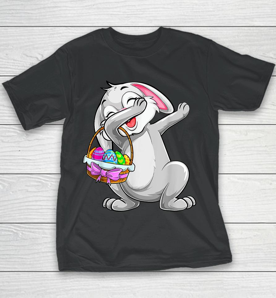 Dabbing Rabit Easter Day Cute Bunny With Eggs Easter Dab Boy Youth T-Shirt