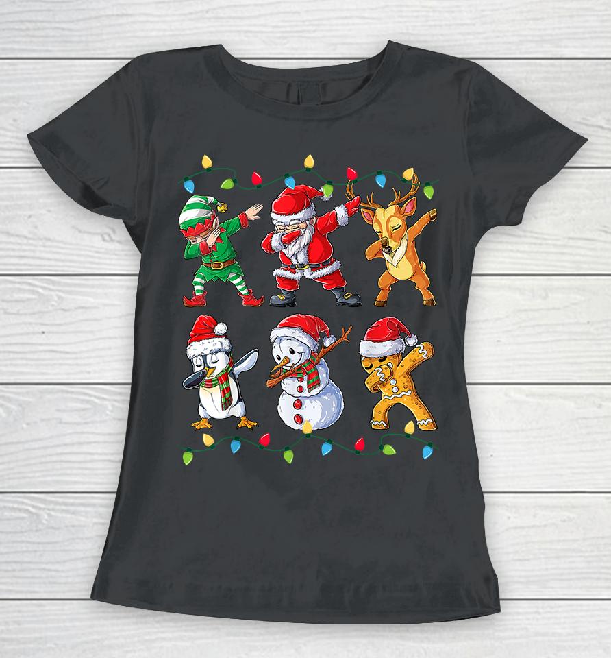 Dabbing Santa Elf Friends Christmas Women T-Shirt