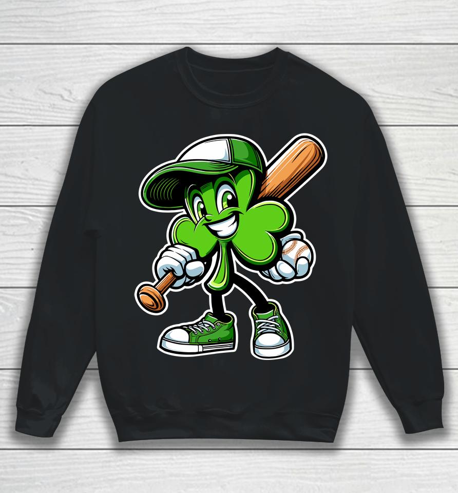 Dabbing Shamrock Baseball Boys Girls St Patricks Day Sweatshirt