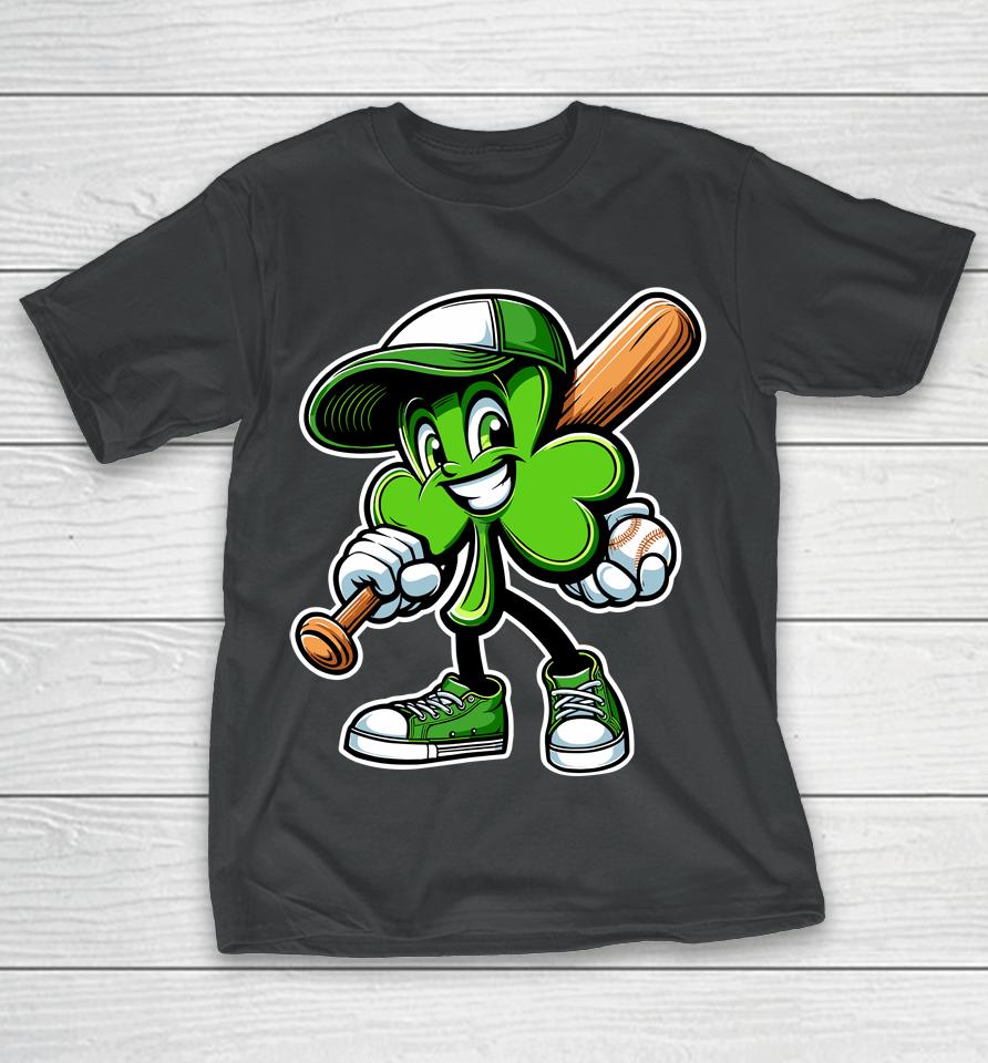 Dabbing Shamrock Baseball Boys Girls St Patricks Day T-Shirt
