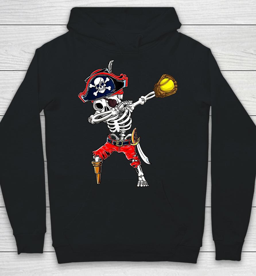 Dabbing Skeleton Pirate &Amp; Softball Ball Halloween Costume Hoodie