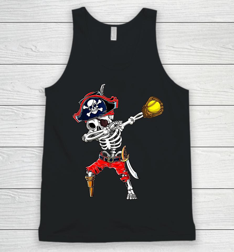 Dabbing Skeleton Pirate &Amp; Softball Ball Halloween Costume Unisex Tank Top