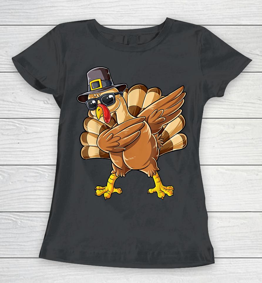 Dabbing Turkey Thanksgiving Day Funny Women T-Shirt