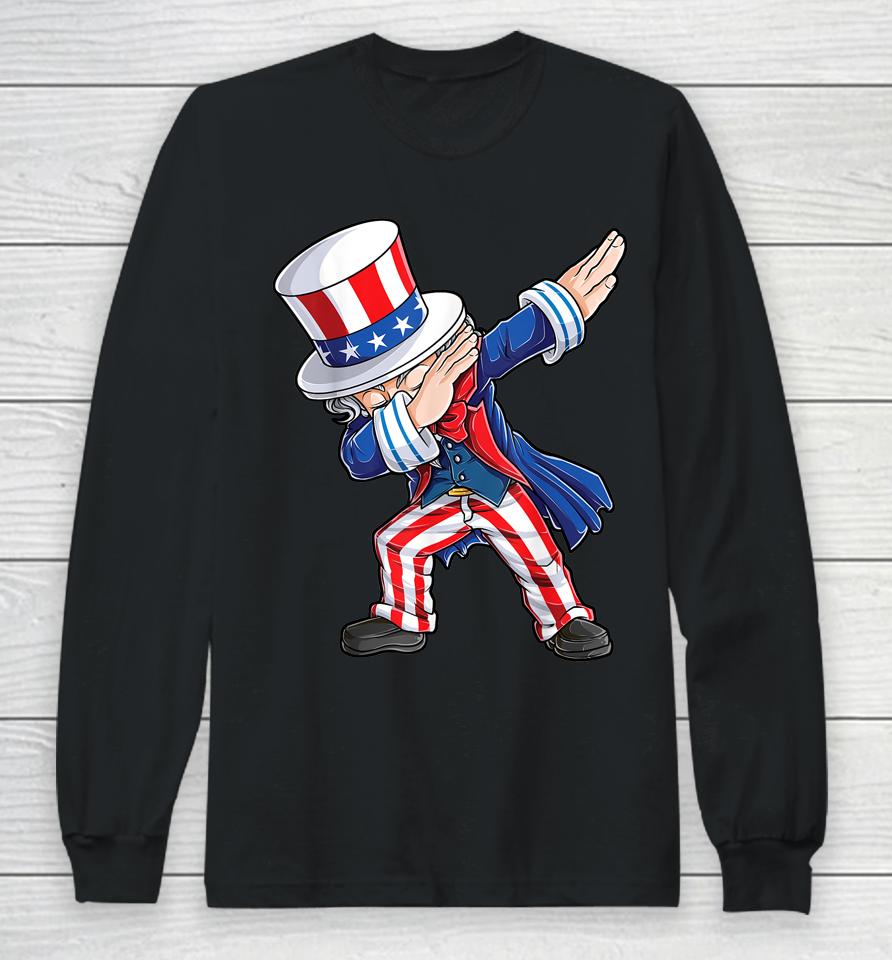 Dabbing Uncle Sam 4Th Of July Kids Boys Men Gifts Long Sleeve T-Shirt