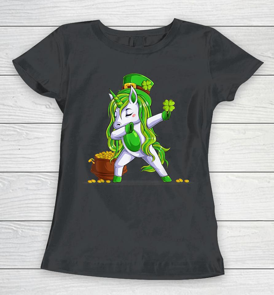 Dabbing Unicorn Leprechaun Lepricorn Girls St Patricks Day Women T-Shirt