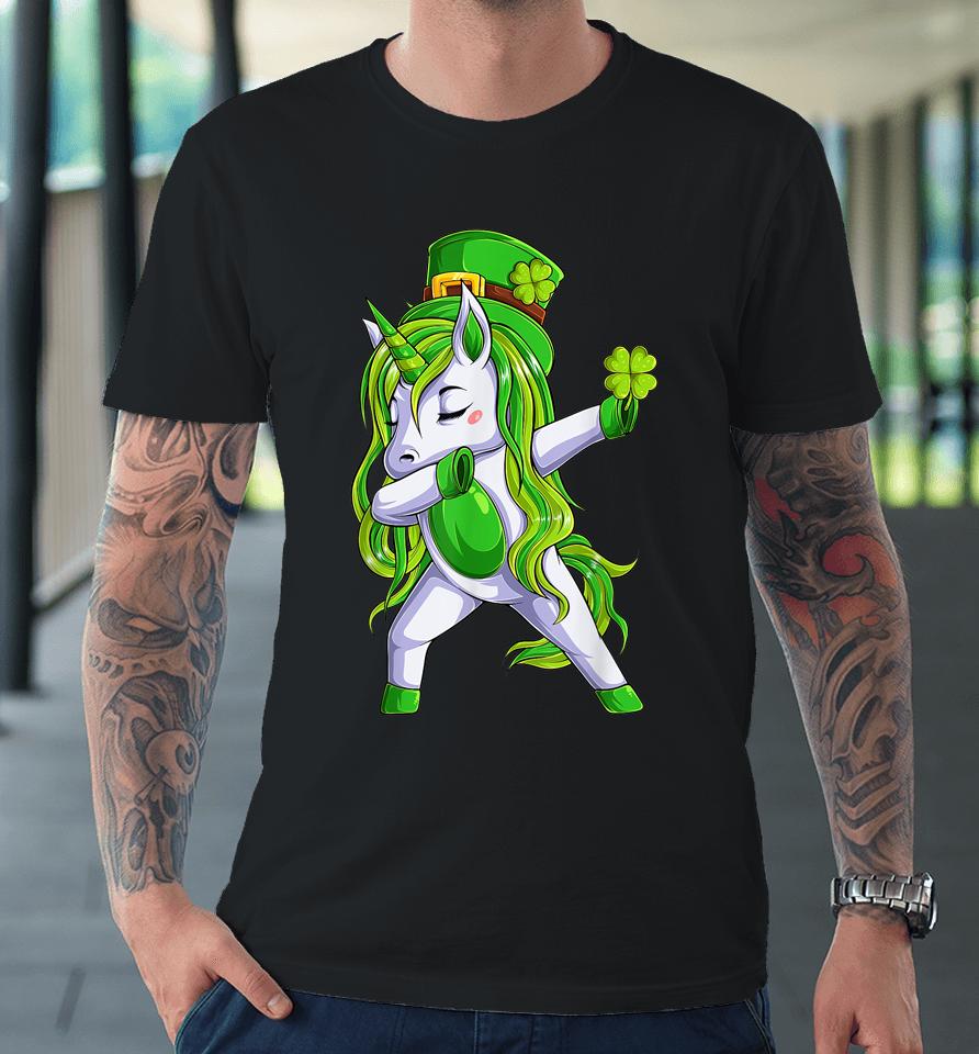 Dabbing Unicorn Leprechaun Women Girls St Patrick's Day Premium T-Shirt
