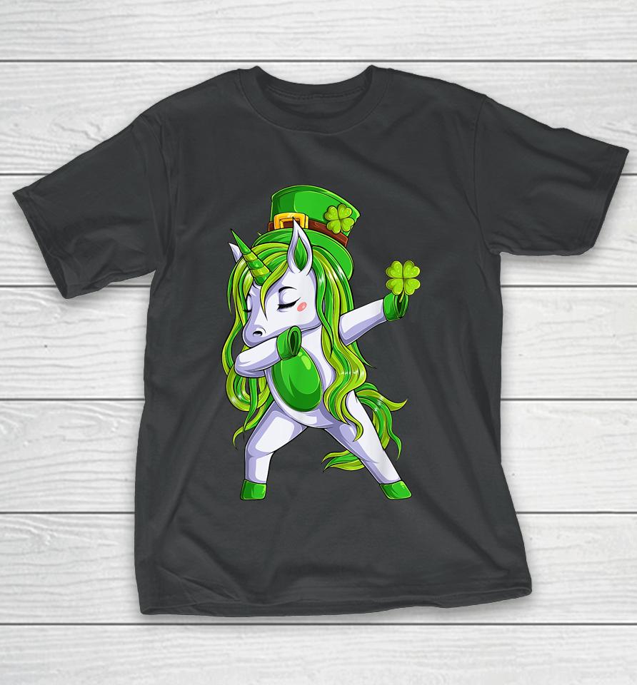 Dabbing Unicorn Leprechaun Women Girls St Patrick's Day T-Shirt