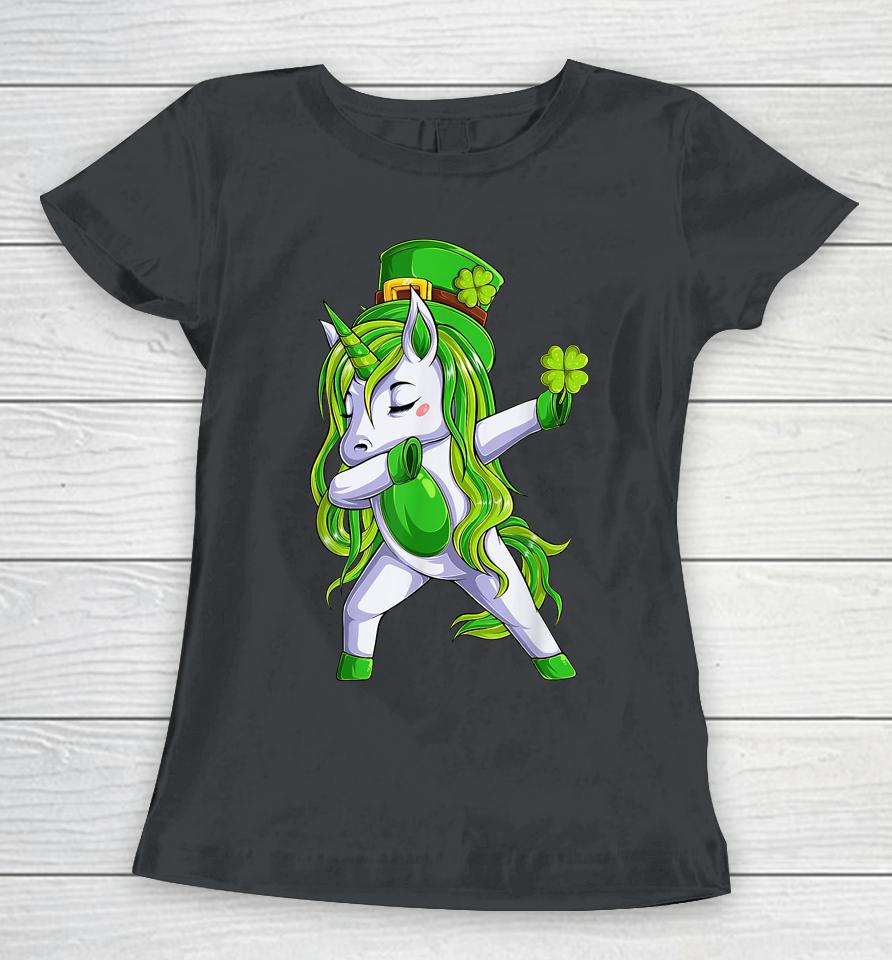 Dabbing Unicorn Leprechaun Women Girls St Patrick's Day Women T-Shirt