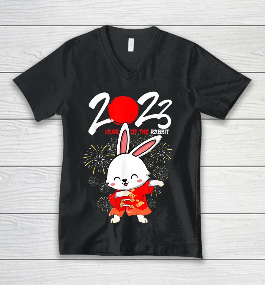 Dabbing Year Of The Rabbit Happy Chinese New Year 2023 Unisex V-Neck T-Shirt