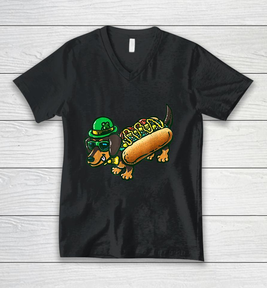 Dachshund Dog Leprechau St Patrick Day Unisex V-Neck T-Shirt