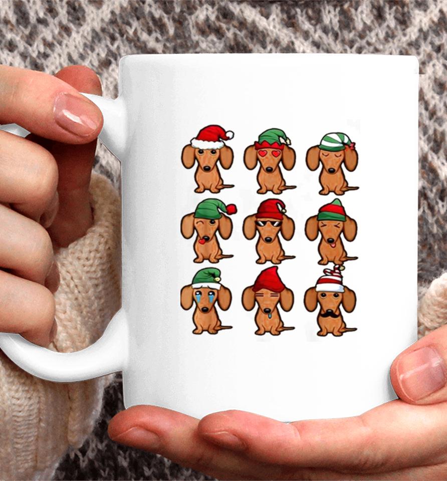 Dachshund Dogs Santa Elf Merry Christmas Coffee Mug