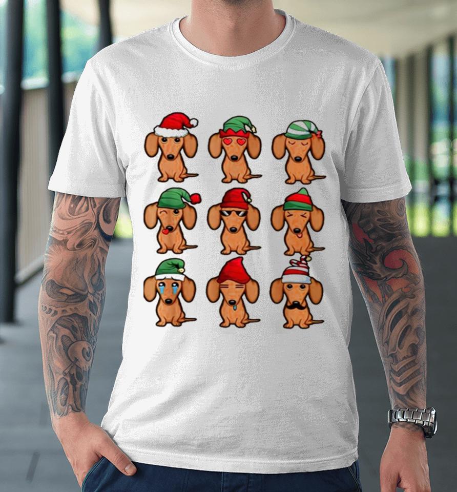 Dachshund Dogs Santa Elf Merry Christmas Premium T-Shirt
