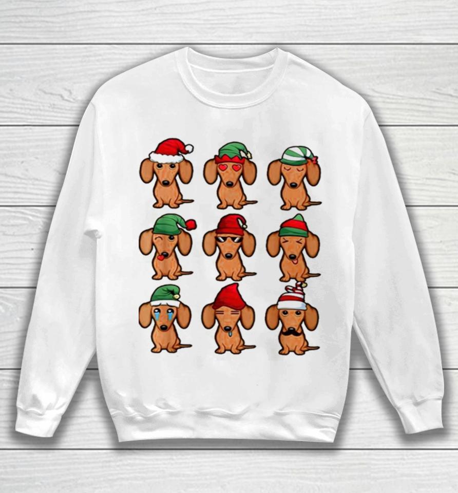 Dachshund Dogs Santa Elf Merry Christmas Sweatshirt