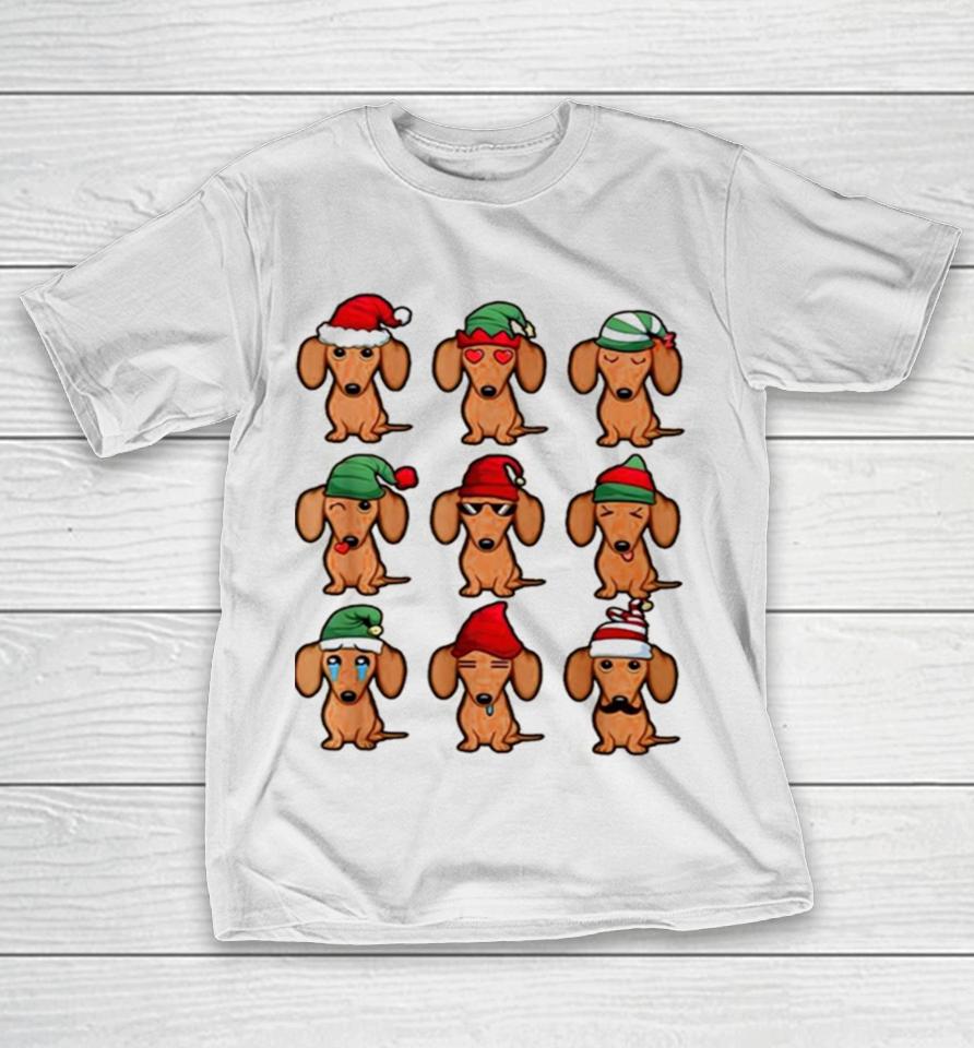 Dachshund Dogs Santa Elf Merry Christmas T-Shirt