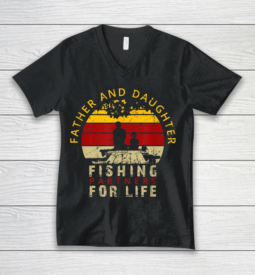 Dad And Daughter Fisherman Daddy Father's Day Tee Fishing Unisex V-Neck T-Shirt