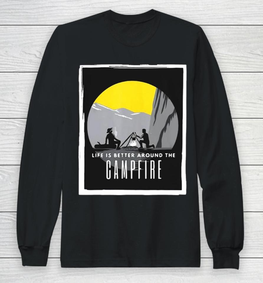 Dad And Son Outdoor Campfire Mountain Camping Long Sleeve T-Shirt