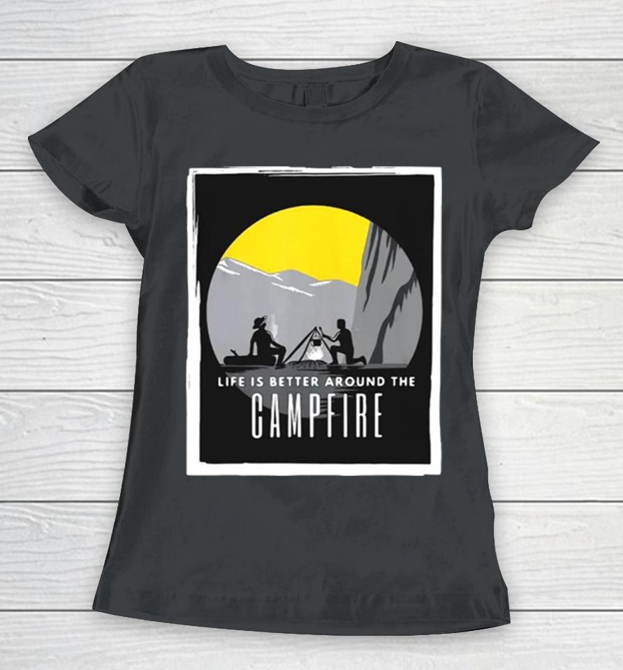 Dad And Son Outdoor Campfire Mountain Camping Women T-Shirt