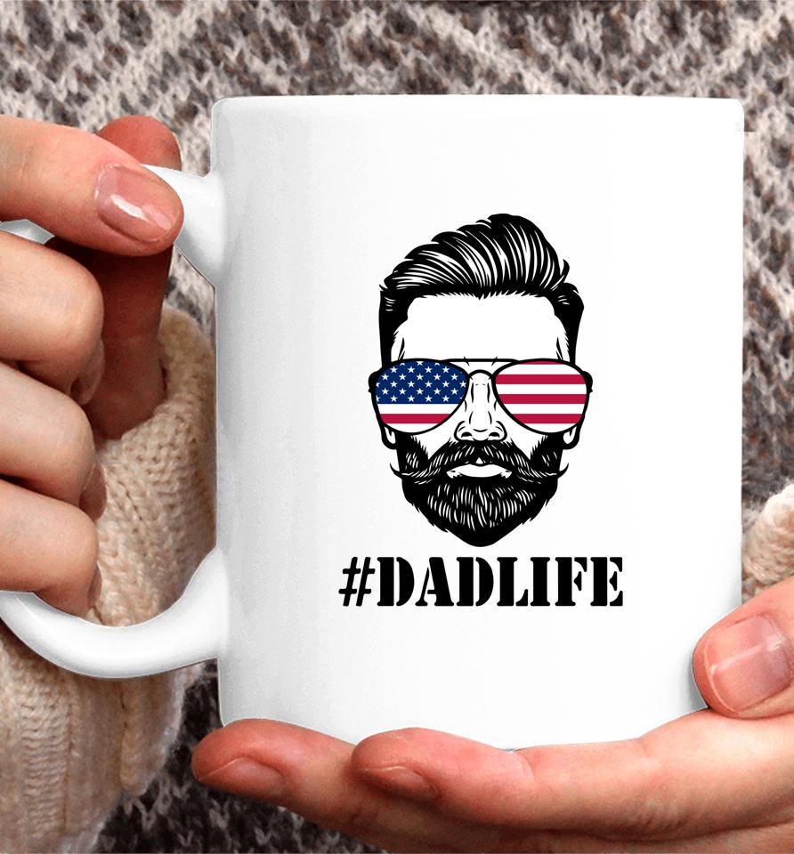 Dad Life Sunglasses American Flag Father's Day 4Th Of July Coffee Mug