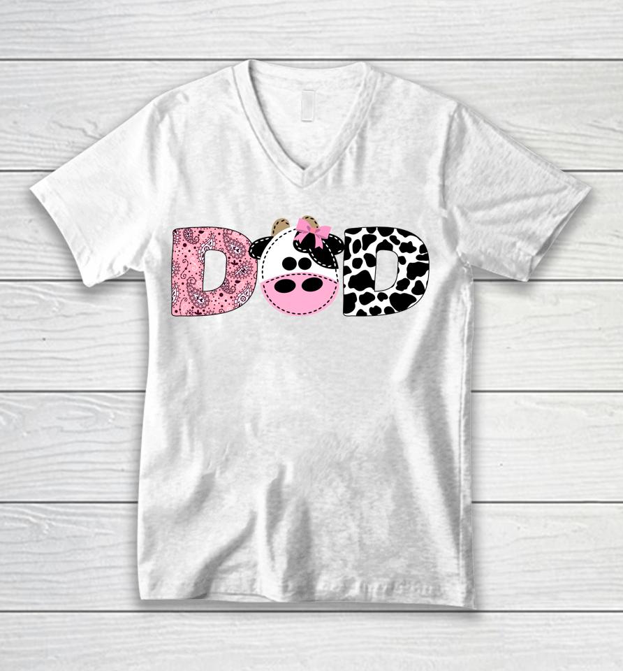Dad Of The Birthday For Girl Cow Farm Birthday Cow Daddy 1St Unisex V-Neck T-Shirt
