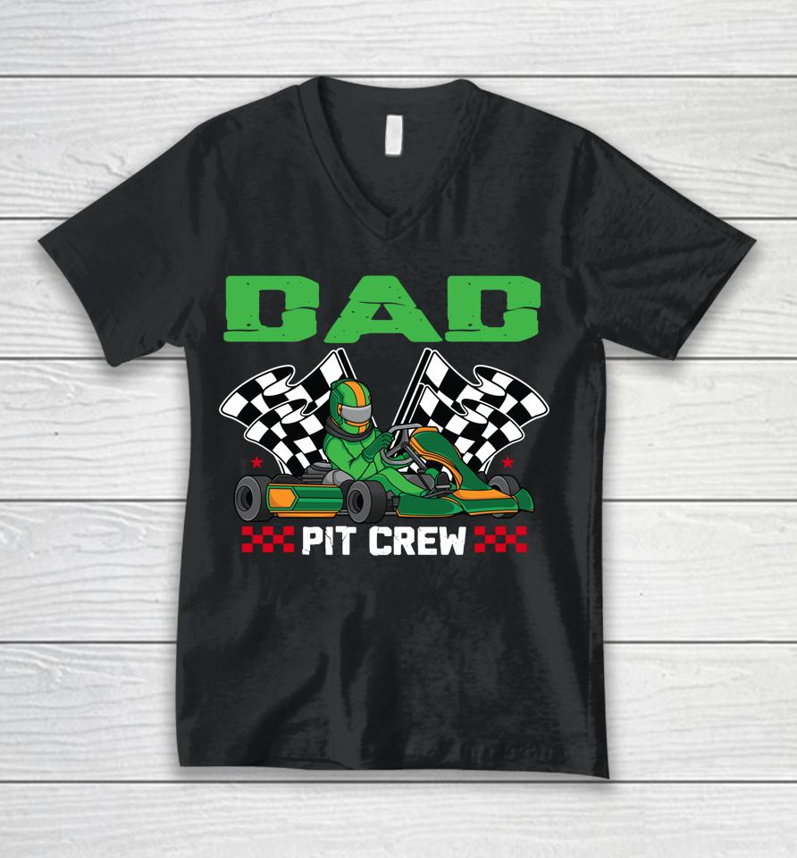 Dad Pit Crew Race Car Racing Birthday Boy Unisex V-Neck T-Shirt
