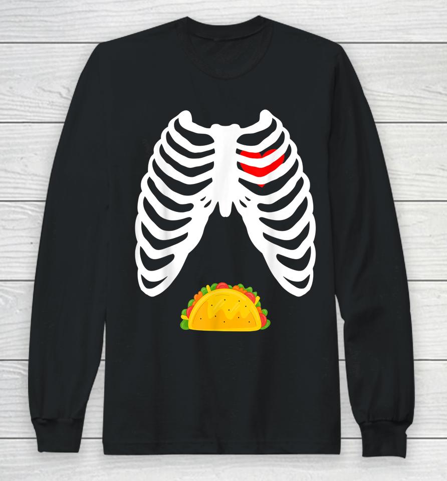 Dad Skeleton Halloween Taco Pregnancy Long Sleeve T-Shirt