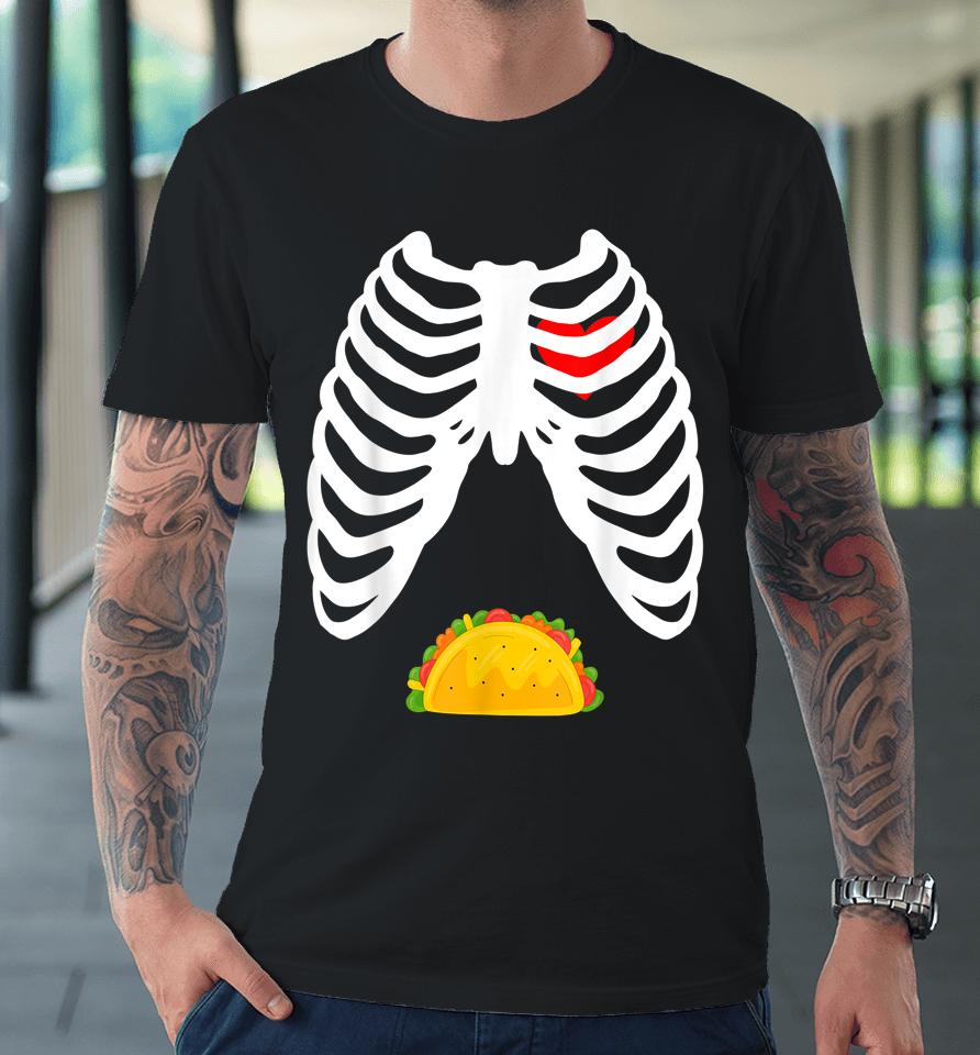 Dad Skeleton Halloween Taco Pregnancy Premium T-Shirt