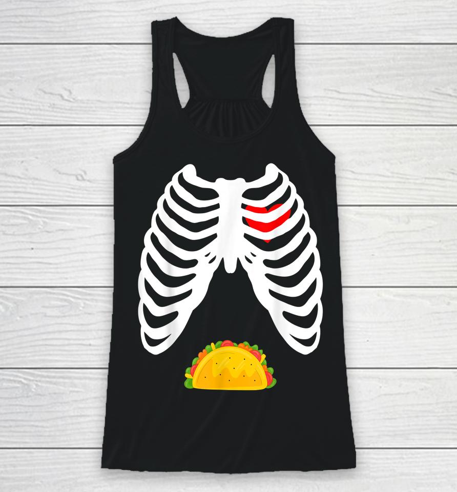 Dad Skeleton Halloween Taco Pregnancy Racerback Tank
