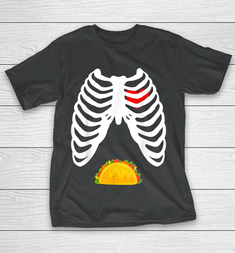 Dad Skeleton Halloween Taco Pregnancy T-Shirt