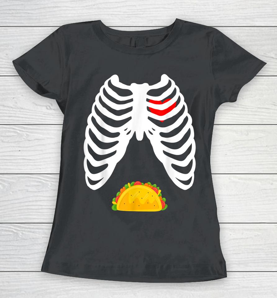 Dad Skeleton Halloween Taco Pregnancy Women T-Shirt
