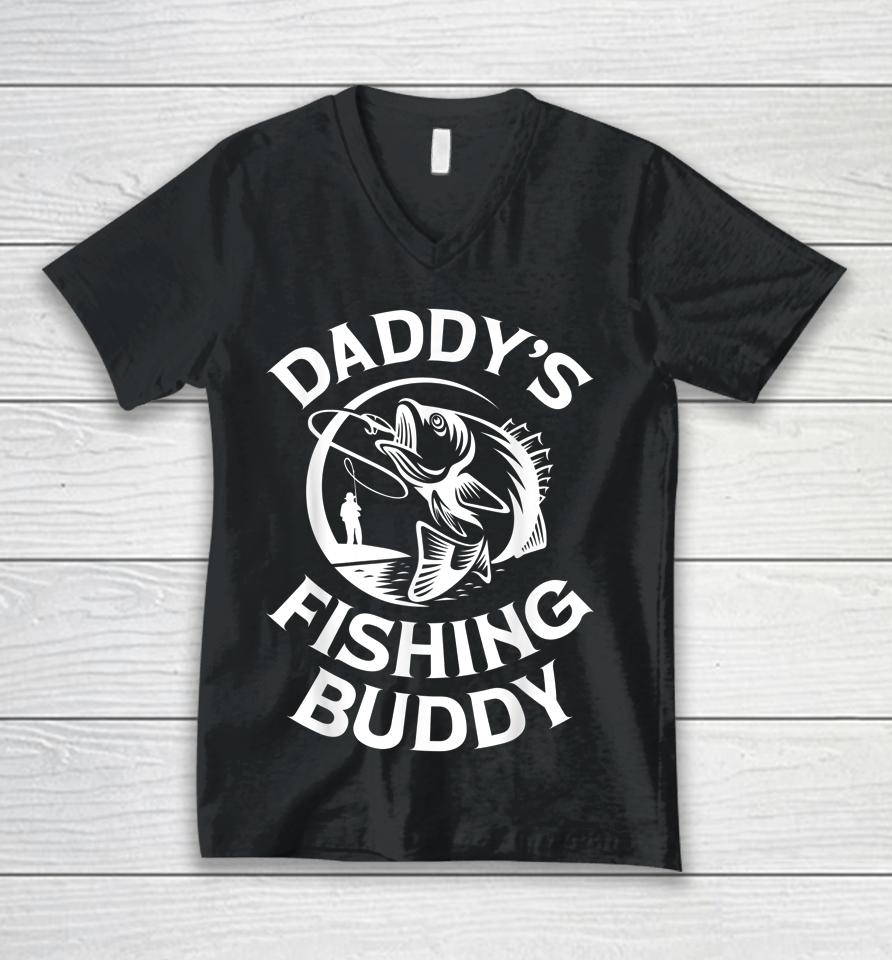 Daddy's Fishing Buddy Young Fishing Unisex V-Neck T-Shirt