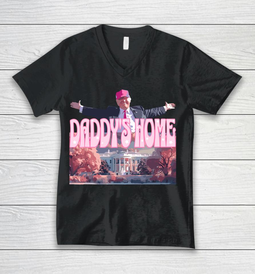 Daddy's Home Real Donald Pink Preppy Edgy Good Man Trump Unisex V-Neck T-Shirt