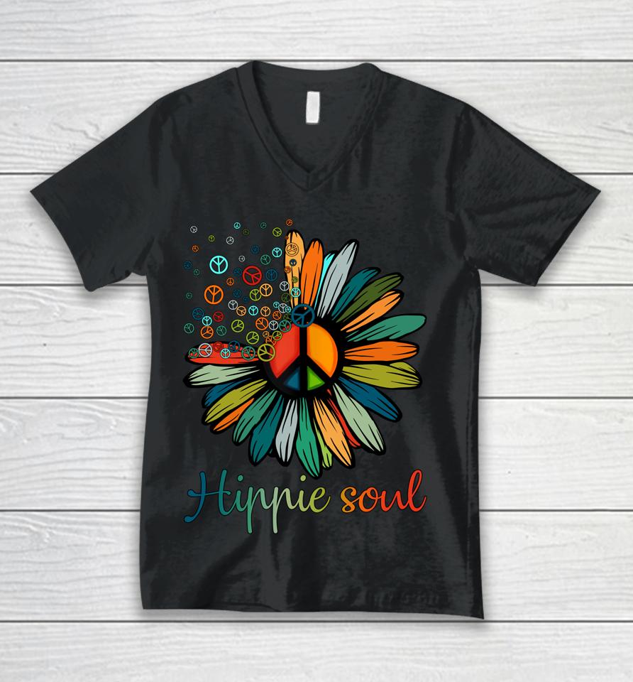 Daisy Peace Sign Hippie Soul Unisex V-Neck T-Shirt